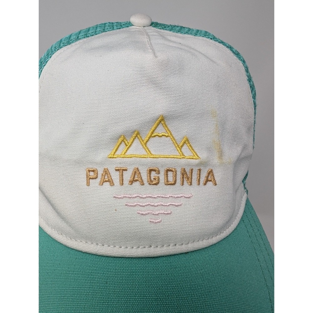 Patagonia Women's Teal & White Mountain Scene Trucker Hat Snapback - Picture 6 of 11